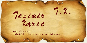 Tešimir Karić vizit kartica